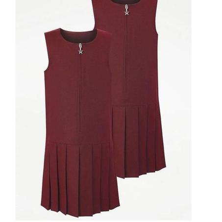 Lot de 2 robes-tabliers d'école bordeaux à taille basse pour filles - Age : 4 et 5ans venant de Londres