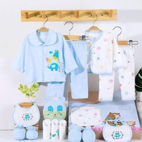 18pcs Newborn Baby Suits Infant Clothing Set, Pants, Hat, Gloves, Bibs