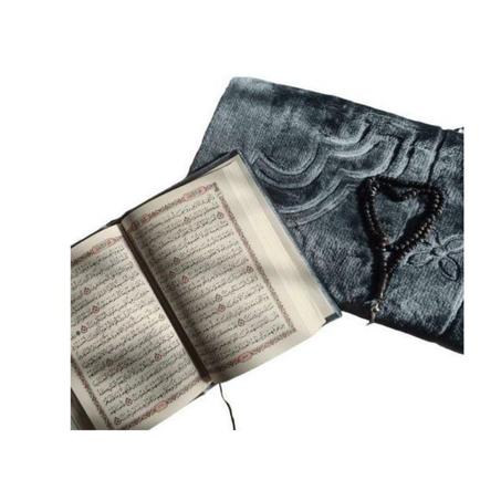 Pack coran, tapis de prière velour , tasbih, Cadeau Ramadan 2025