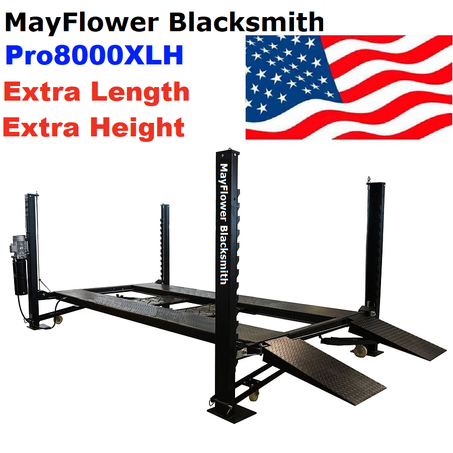 Mayflower Blacksmith Heavy Duty Four Post Lift Storage Service Extra Length Height Pro8000XLH