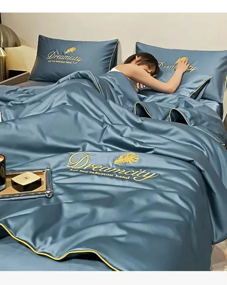 Lit d'été en gros quatre pièces en soie glacée