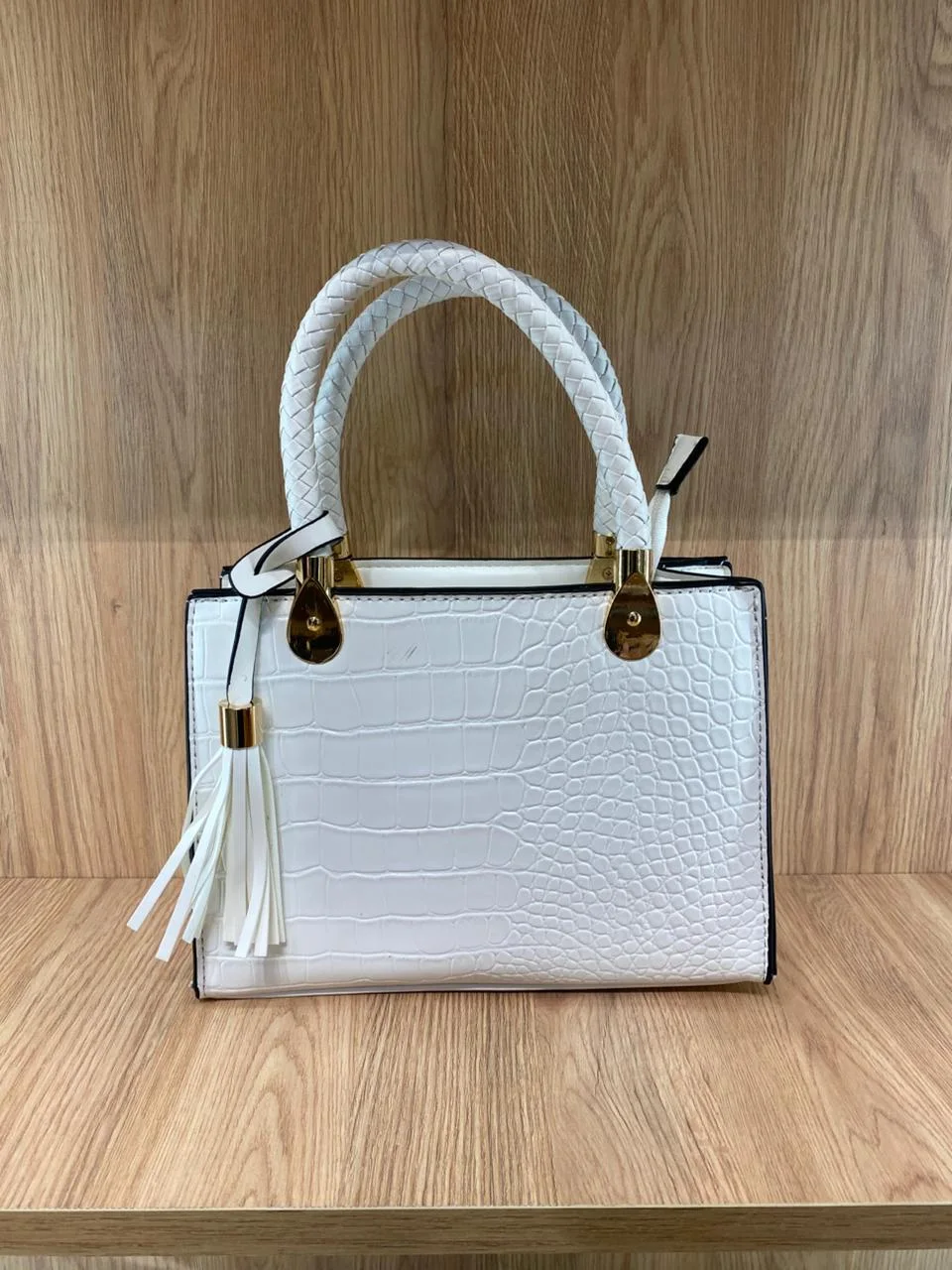 Croc Texture Top Handle Bag