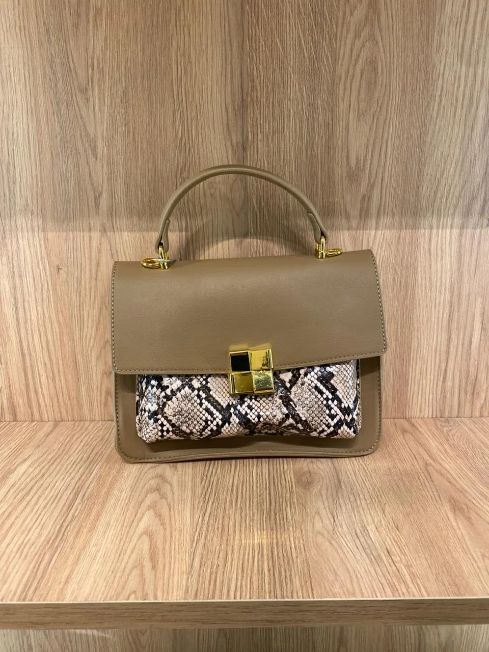 Snake Accent Top Handle Bag