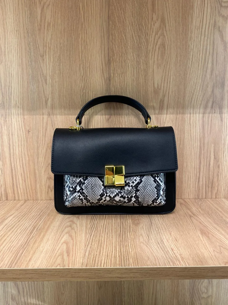 Snake Accent Top Handle Bag