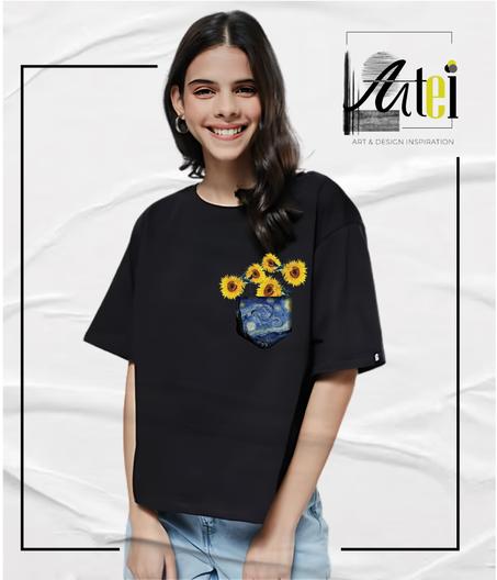 T-shirt  " starry night  " Over Size ref 0080