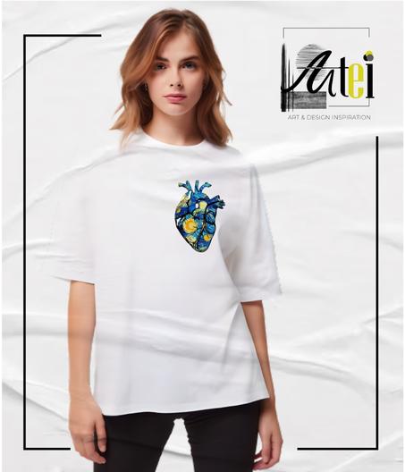 T-shirt  " Starry night heart " Over Size ref 0076