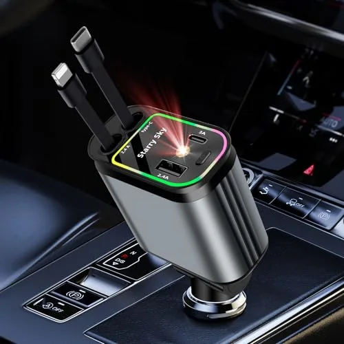 شاحن سيارة قابل للسحب 4 في 1