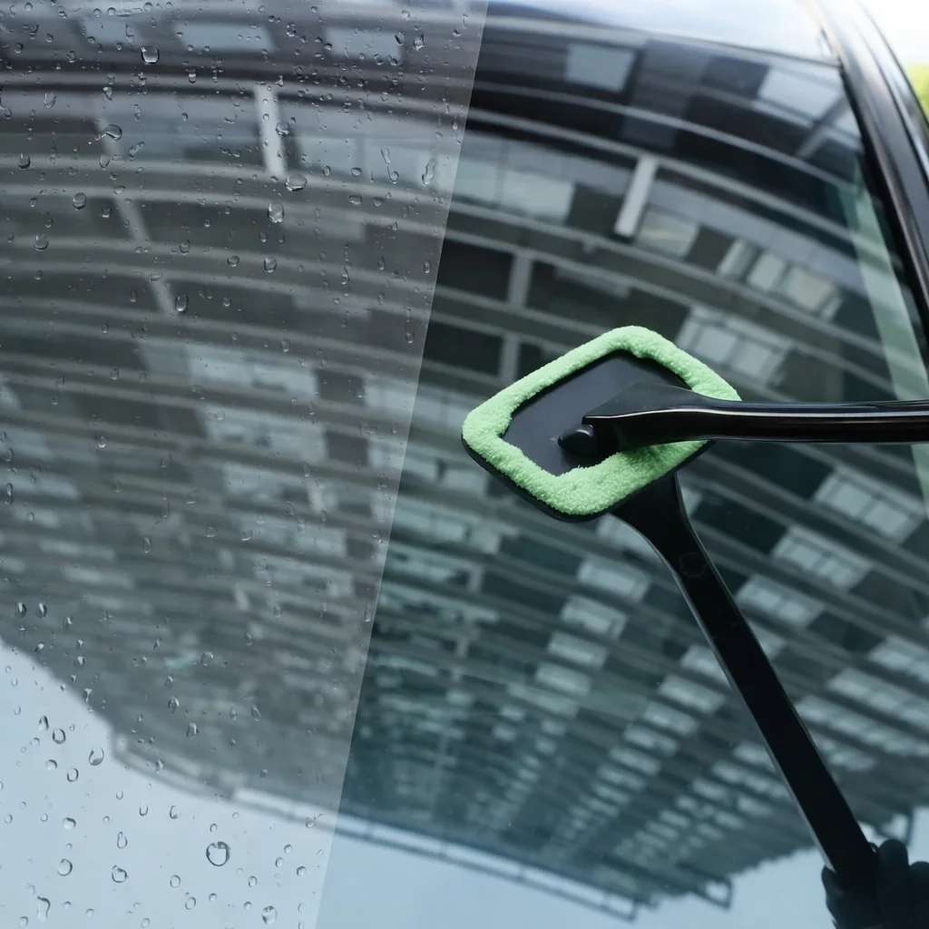 فرشاة تنظيف زجاج السيارة الداخلية بذراع طويل
