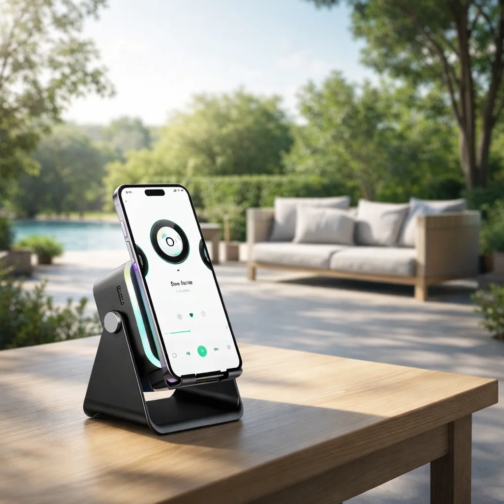 مكبر صوت بلوتوث متعدد الوظائف مع حامل هاتف وإضاءة RGB