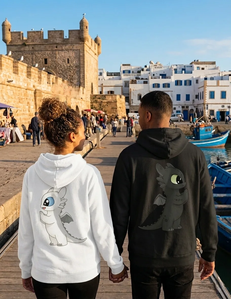 pack 2 Hoodie Oversize Couple - Krokmou Dragon