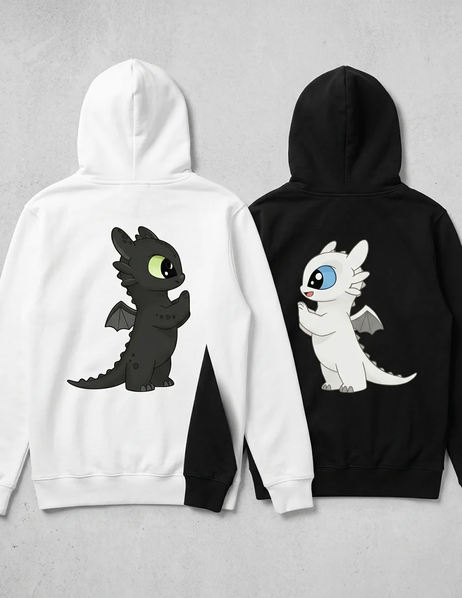 pack 2 Hoodie Oversize Couple - Krokmou Dragon
