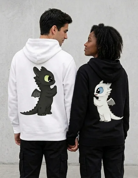 pack 2 Hoodie Oversize Couple - Krokmou Dragon