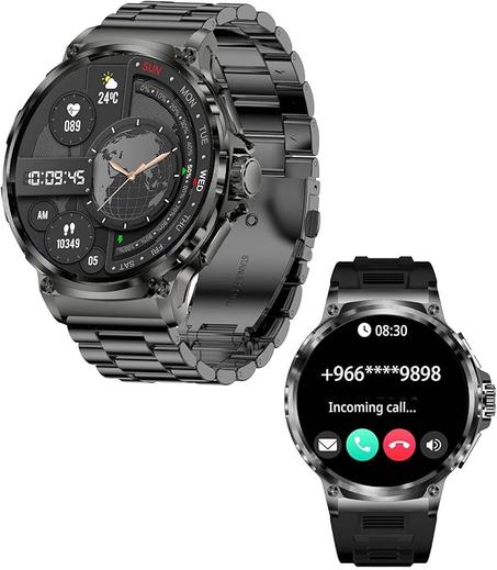 ساعة ذكية من بوستبو رد/اتصال بشاشة لمس كاملة 1.85 بوصة للياقة البدنية للرجال مقاومة للماء بتصنيف IP68 اكثر 100 وضع تمرين لجوالات اندرويد واي او اس أسود