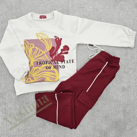 طقم بناتي 2 قطع 90٪ قطن (2 أطقم ب 419 درهم)