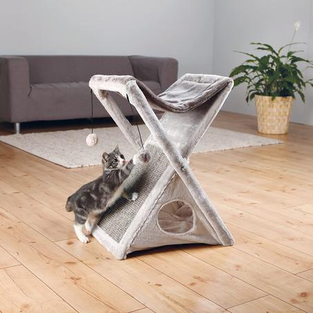 Pet Products Miguel Fold and Store Cat Tower, 20.25 x 13.75 x 25.5, Gray/Light Gray