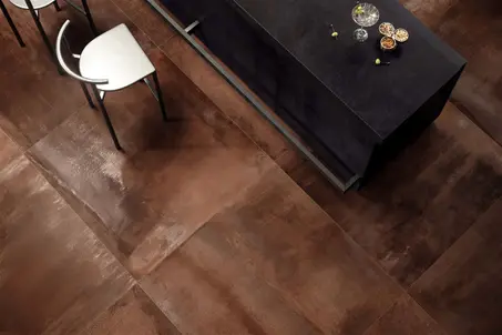 Metal look floor tiles