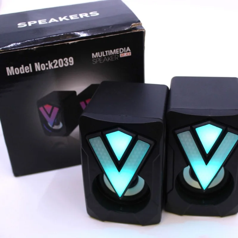 PC Speakers,Mini Desktop Speaker for PC with Colorful LED Light Up,Stereo 2.0