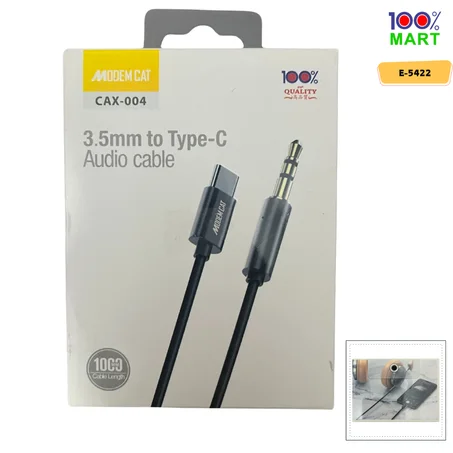 100% Mart X Modem Cat] Type-C To Aux 3.5mm Cable 1Meter E-5422