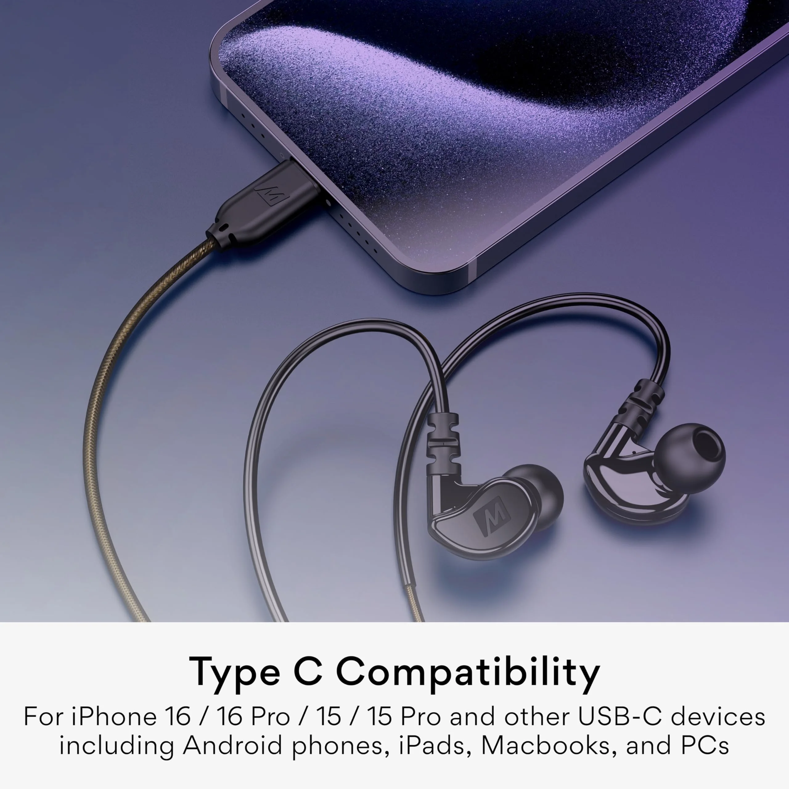 music earphones type c super bass m6