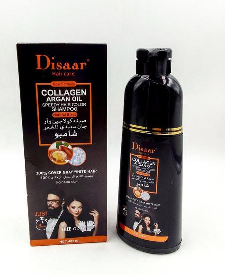 Disaar شمبوان و صبغة كولاجين وزيت الاركان ،تغطية الشعر الرمادي 400 مل