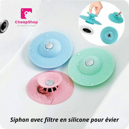 Siphon avec filtre en silicone pour évier