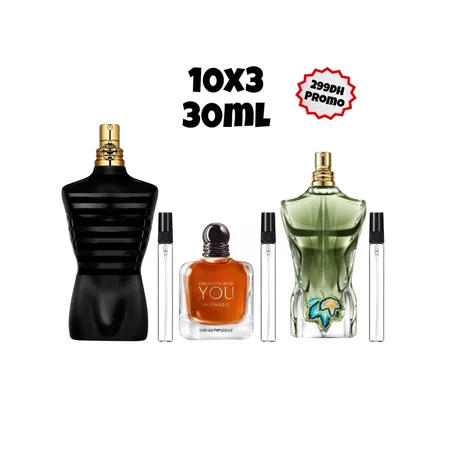 PACK 10ML LE BEAU PARADISE GARDEN + 10ML INTENSLY + 10ML LE MALE LE PARFUM