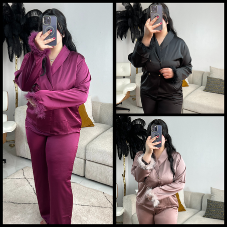 Ensemble de pyjama en satin de soie Ref 120