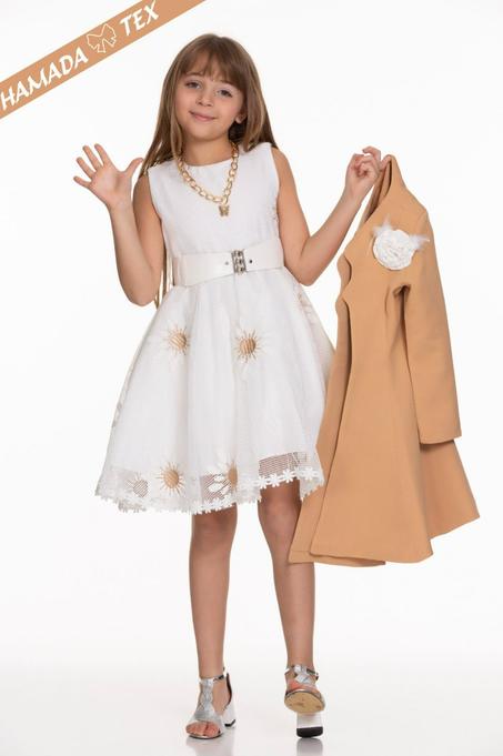 Robe fille avec manteau sans col