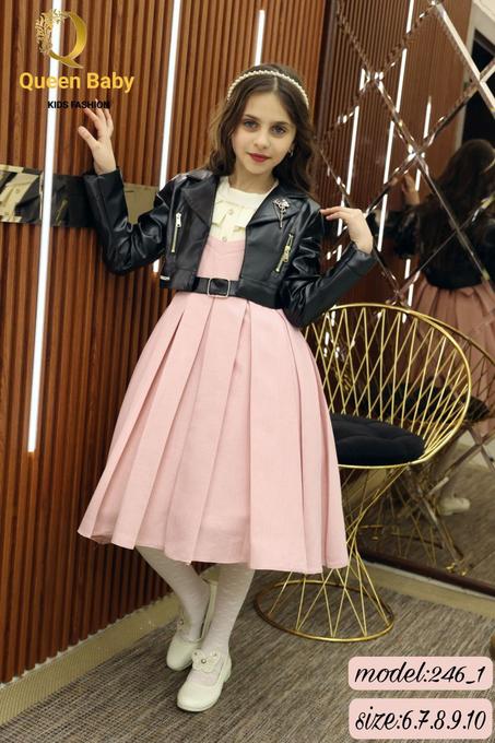 Robe fille chemise bolero simili cuire