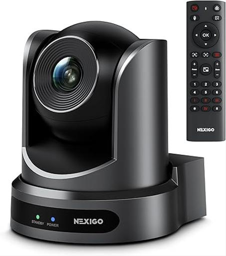 NexiGo Sistema de cámara PTZ para sala de conferencias con zoom óptico de 10X, control remoto