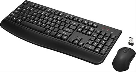 Combo de teclado y mouse inalámbricos, teclado inalámbrico de tamaño completo de 2.4 GHz con cómodo reposamanos y mouse inalámbrico óptico para Windows, Mac OS PC/computadoras de