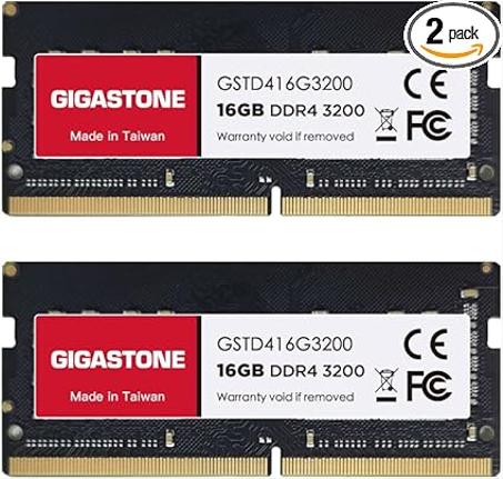 【Portátil DDR4 RAM solamente】GIGASTONE Kit de 32 GB (2 x 16 GB) DDR4 3200 MHz (2933 MHz o 2666 MHz) PC4-25600 (PC4-23400, 21300) CL22 1.2V SODIMM 260 pines sin búfer no ECC portátil de alto