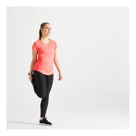 T-SHIRT CINTRÉ FITNESS ROSE IMPRIMÉ