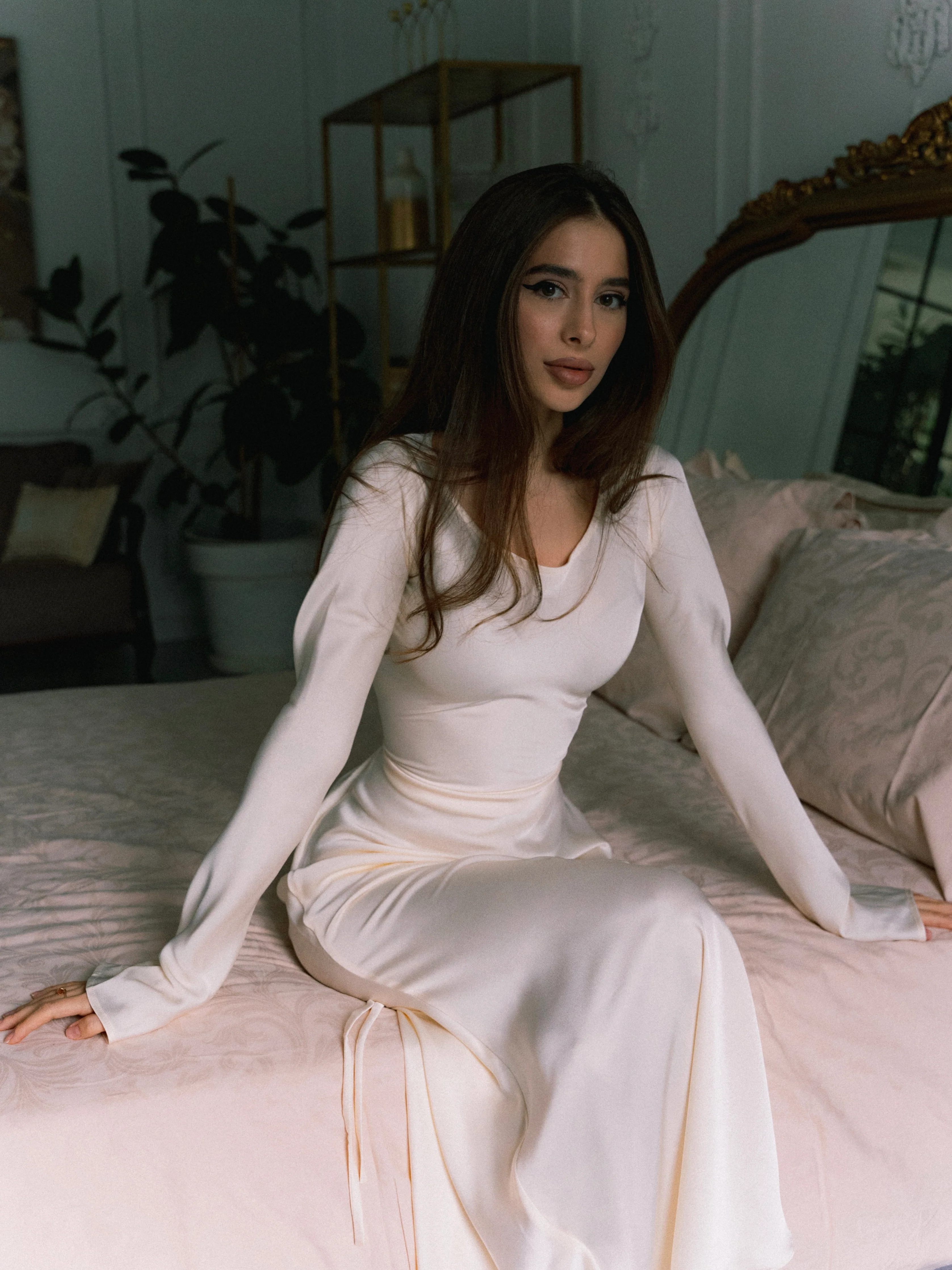 Robe Élégante Gamine à Manches Longues