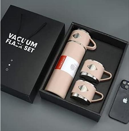 أحدث ترمس صلب مع 3 أكواب فولاذية كومبو