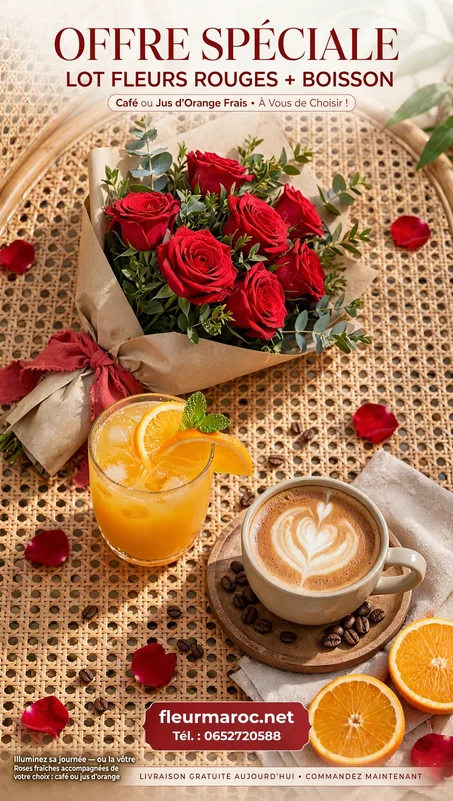 flowers and juice or coffee