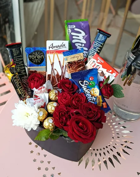 Heartfelt Chocolate & Rose Arrangement