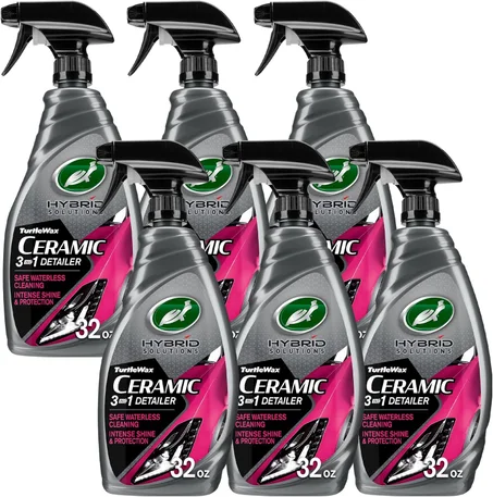Turtle Wax Hybrid Solutions - Detallador de automóvil cerámico 3 en 1, lavado de autos sin agua, protección de cera hidrofóbica de larga duración y alto brillo, seguro para todas las superfic
