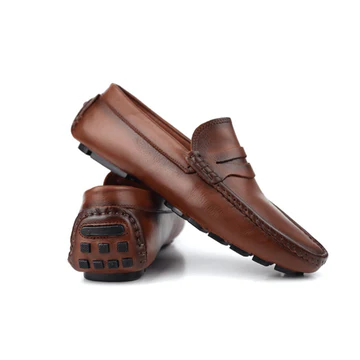 Mocassins Classique en Cuir, Tabac
