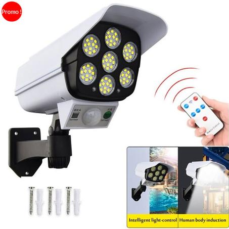 مصباح الطاقة الشمسية حائط كاميرا + جهاز تحكم عن بعد + كاشف الحركة