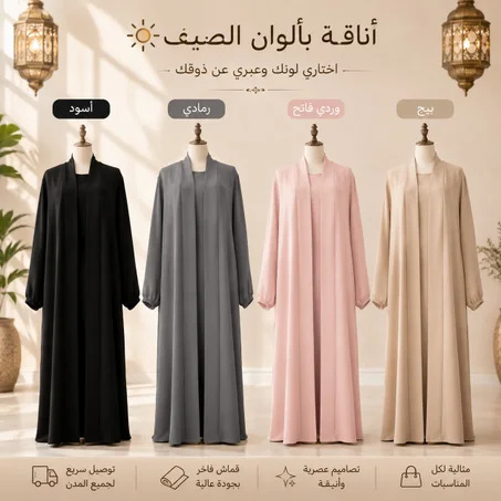 عباية مفتوحة أنيقة بتصميم عصري وراقي