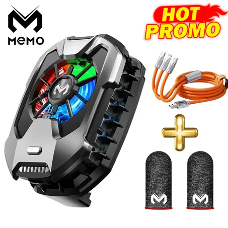 Pack Gaming Memo Dla8 15W — Refroidisseur Magnétique Sans Fil 15W + Câble Ultra Rapide 1-vers-3 + 2 Gants Gaming