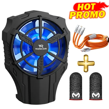 Pack Gaming Complet 3 en 1 — Refroidisseur AL08 + Câble Charge Rapide 1-vers-3 + Gants Gaming