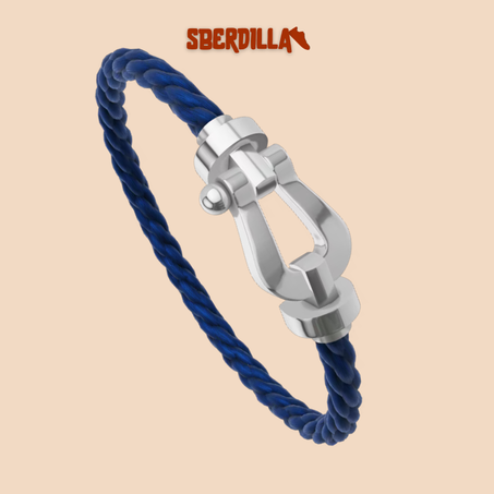 BRACELET FRED FORCE GRAND MODÈLE BLEU MARINE WHITE GOLD