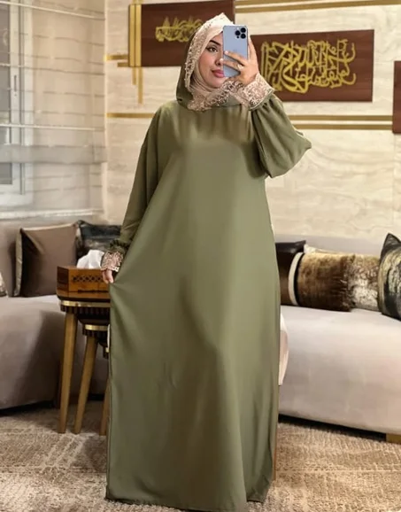 عباية صلاة بثوب كريب روزا عالي الجودة🌙DENTEL de haute qualité