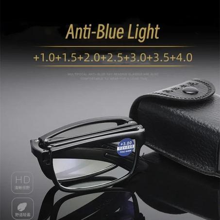 نظارات قراءة قابلة للطي مع بوشات جلدية هدية