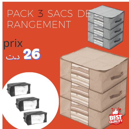 Pack 3 sacs de rangement