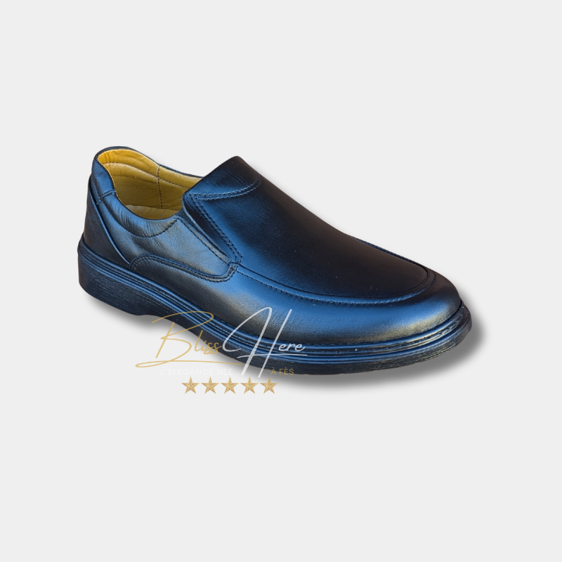 Mocassin Confort Léger en Cuir Noir – Élégance et Simplicité