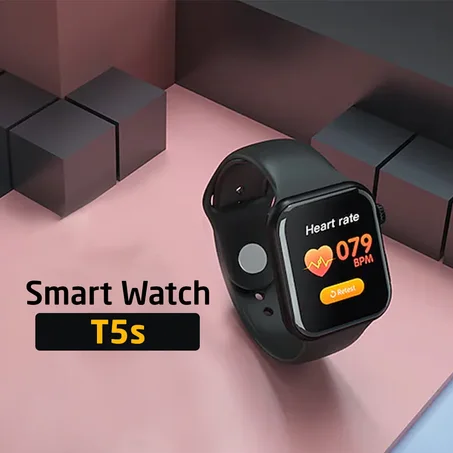 عرض Smart Watch T5s اسود لفترة محدودة - الشحن مجانى