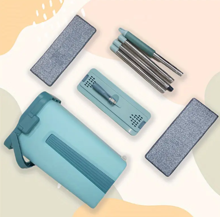 ممسحة تنظيف بدون غسل يدوي مع دلو جاف